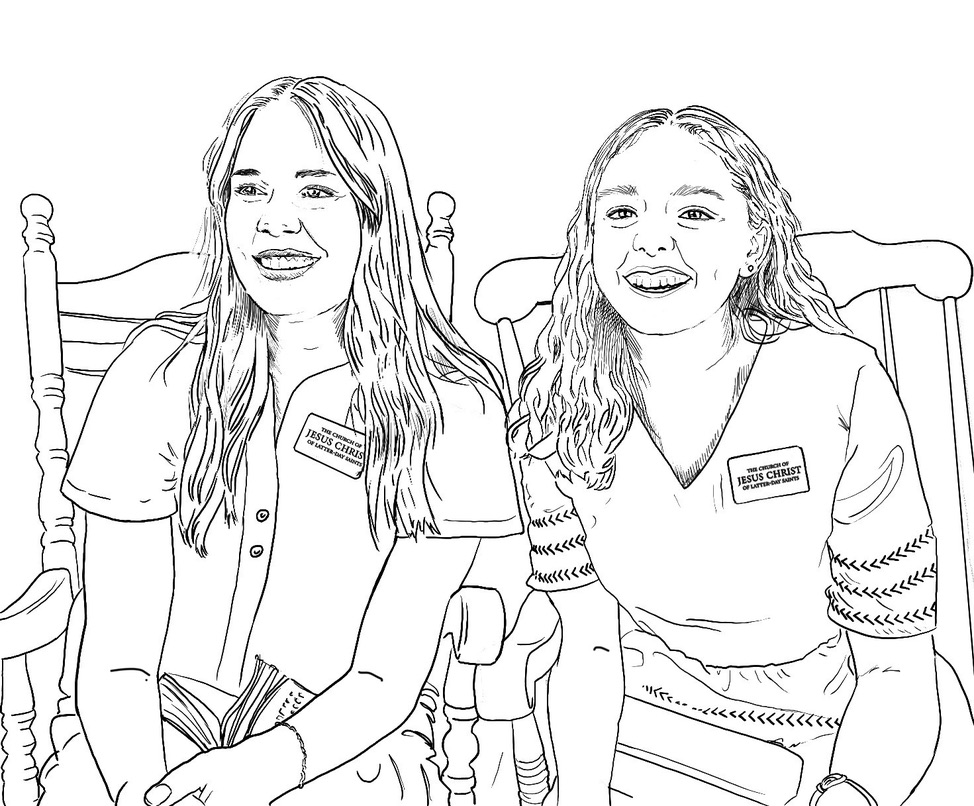 sister missionaries giving lesson lds